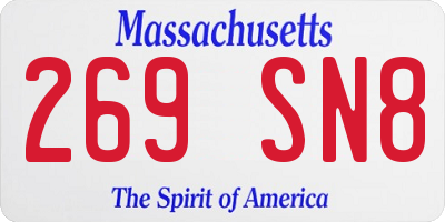MA license plate 269SN8