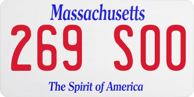 MA license plate 269SO0