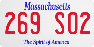 MA license plate 269SO2