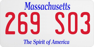 MA license plate 269SO3