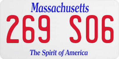 MA license plate 269SO6