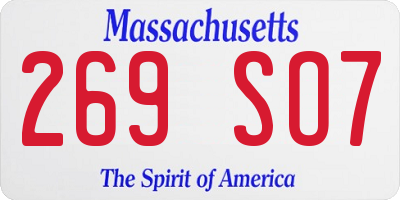 MA license plate 269SO7
