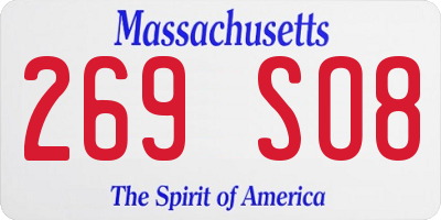 MA license plate 269SO8