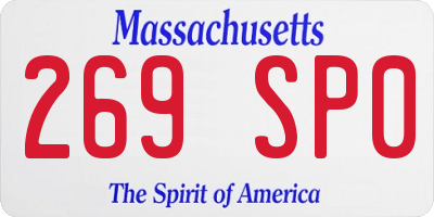 MA license plate 269SP0