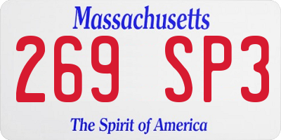 MA license plate 269SP3