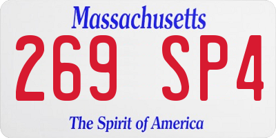 MA license plate 269SP4