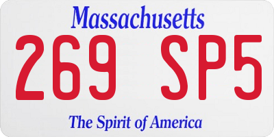MA license plate 269SP5