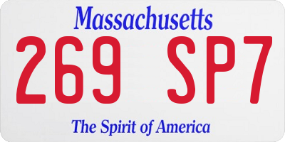MA license plate 269SP7