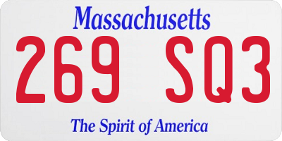 MA license plate 269SQ3