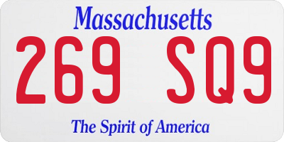 MA license plate 269SQ9