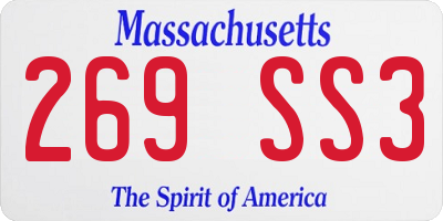 MA license plate 269SS3