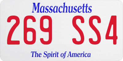 MA license plate 269SS4