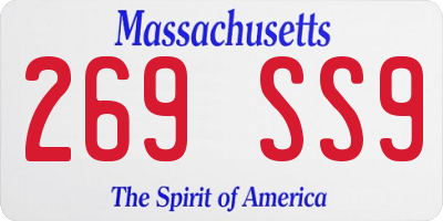MA license plate 269SS9