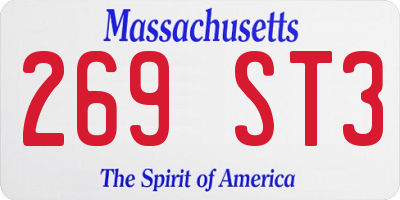 MA license plate 269ST3