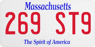 MA license plate 269ST9