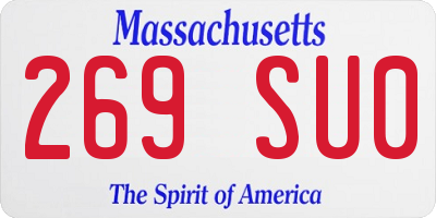 MA license plate 269SU0