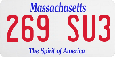 MA license plate 269SU3