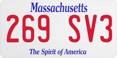 MA license plate 269SV3
