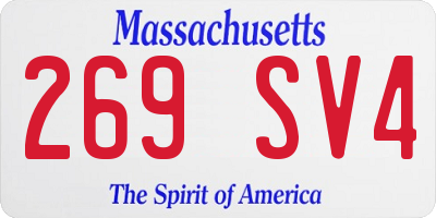 MA license plate 269SV4