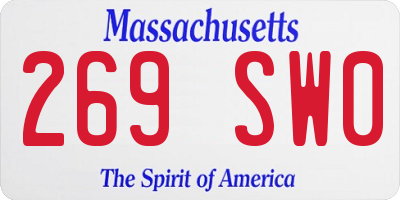 MA license plate 269SW0
