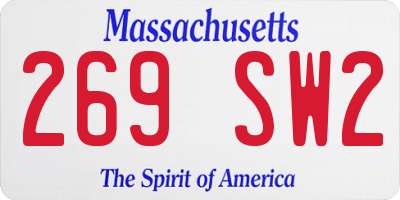 MA license plate 269SW2