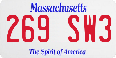 MA license plate 269SW3