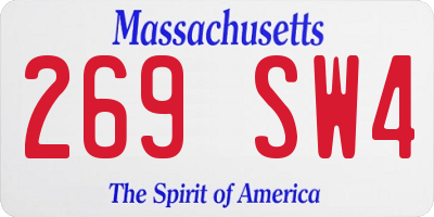 MA license plate 269SW4