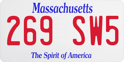 MA license plate 269SW5