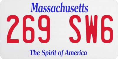 MA license plate 269SW6