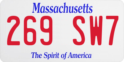 MA license plate 269SW7