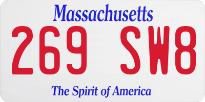MA license plate 269SW8