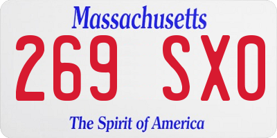 MA license plate 269SX0