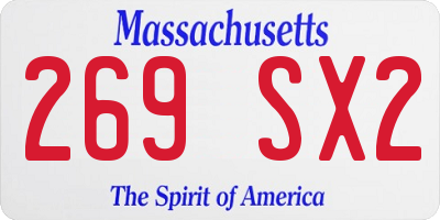 MA license plate 269SX2