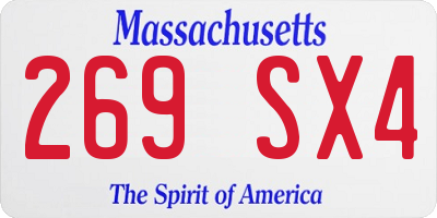 MA license plate 269SX4