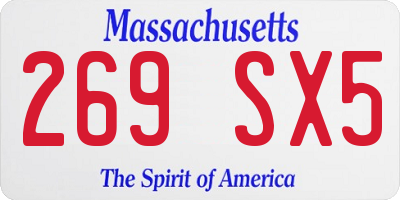 MA license plate 269SX5