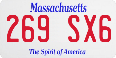 MA license plate 269SX6