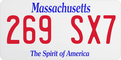 MA license plate 269SX7