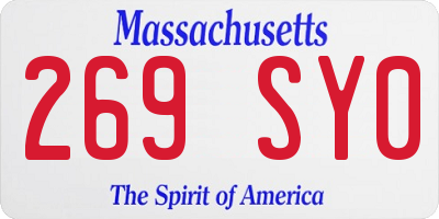 MA license plate 269SY0