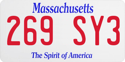 MA license plate 269SY3