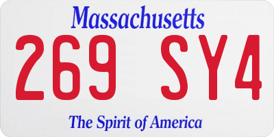 MA license plate 269SY4