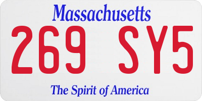 MA license plate 269SY5