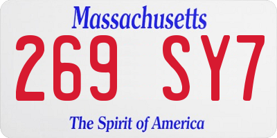 MA license plate 269SY7