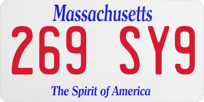 MA license plate 269SY9