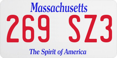 MA license plate 269SZ3