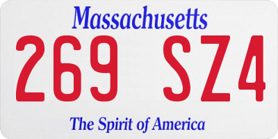 MA license plate 269SZ4