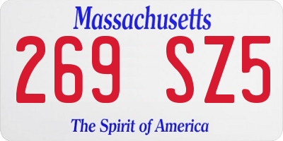 MA license plate 269SZ5
