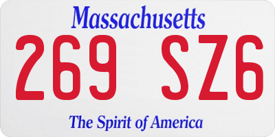 MA license plate 269SZ6