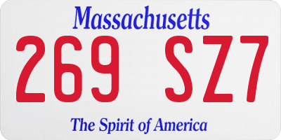 MA license plate 269SZ7