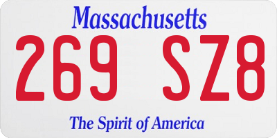 MA license plate 269SZ8