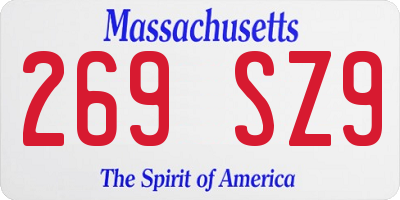 MA license plate 269SZ9